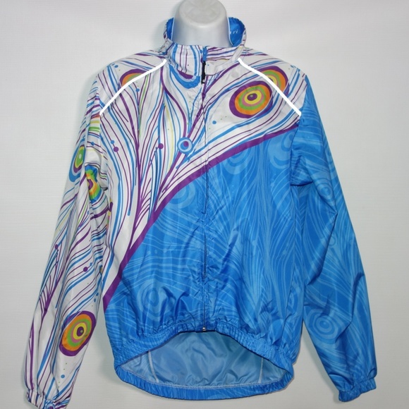 Canari Cycling Jacket Women M‎ Blue Swirl Full Zip - Picture 1 of 7